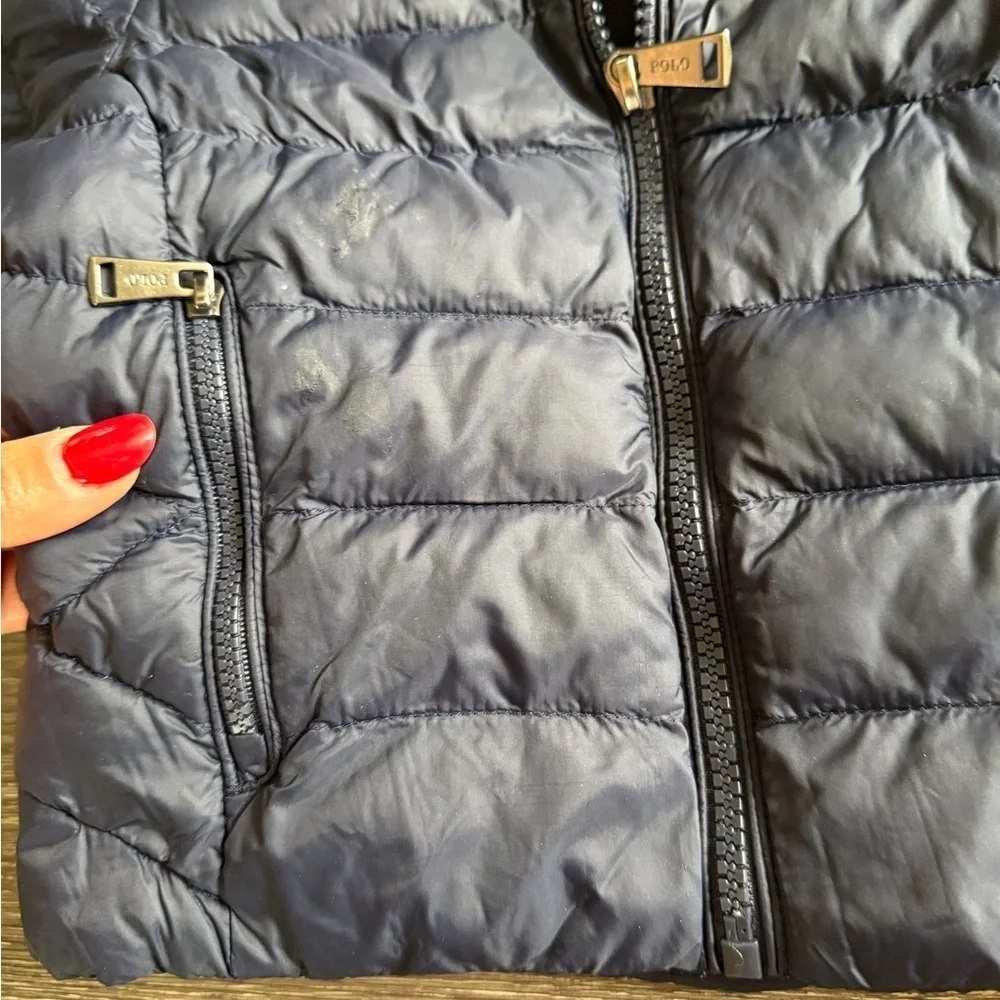 Ralph Lauren Navy Puffer Jacket with Red Logo